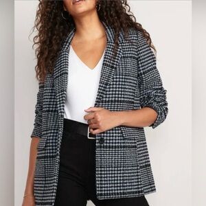 Old Navy Women's Black & White Houndstooth tweed blazer